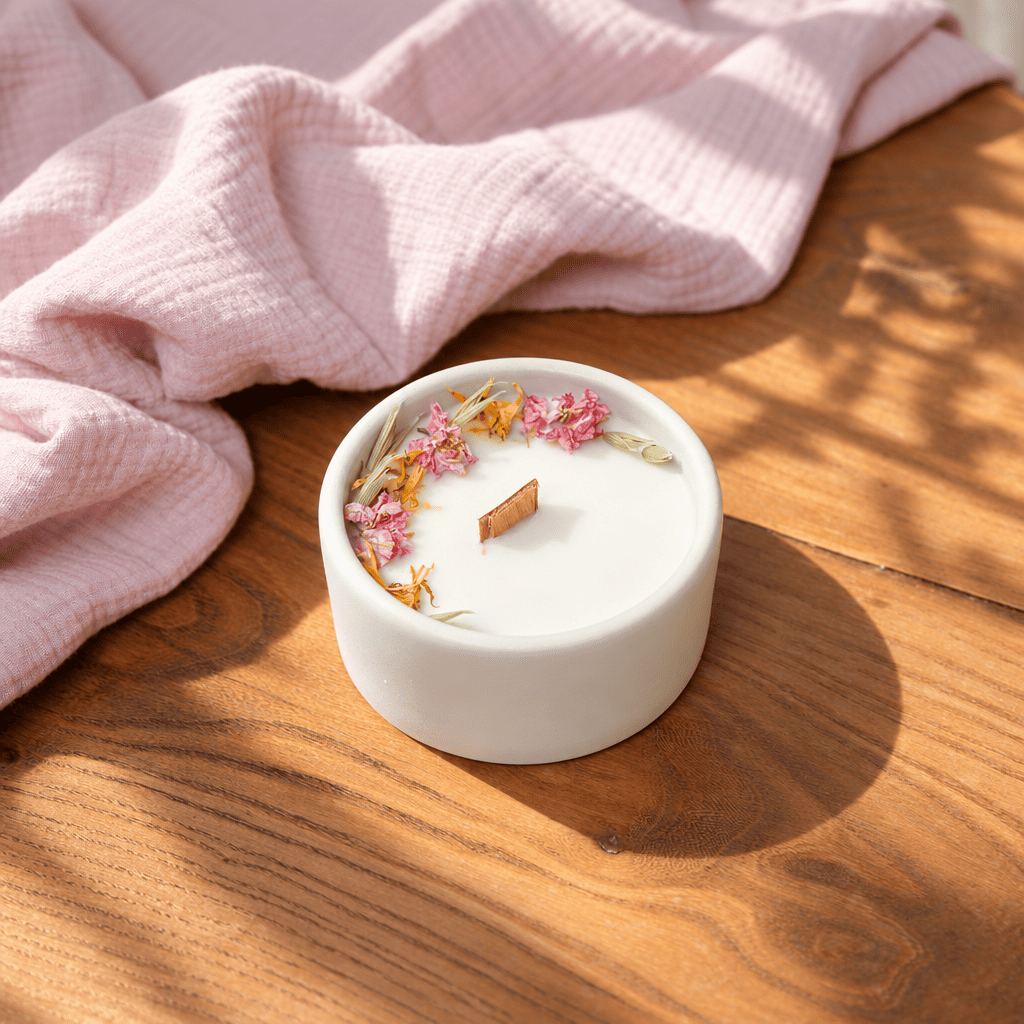 Flowrette Bougies Lin Bougie Fleurie Parfum Linge Céramique