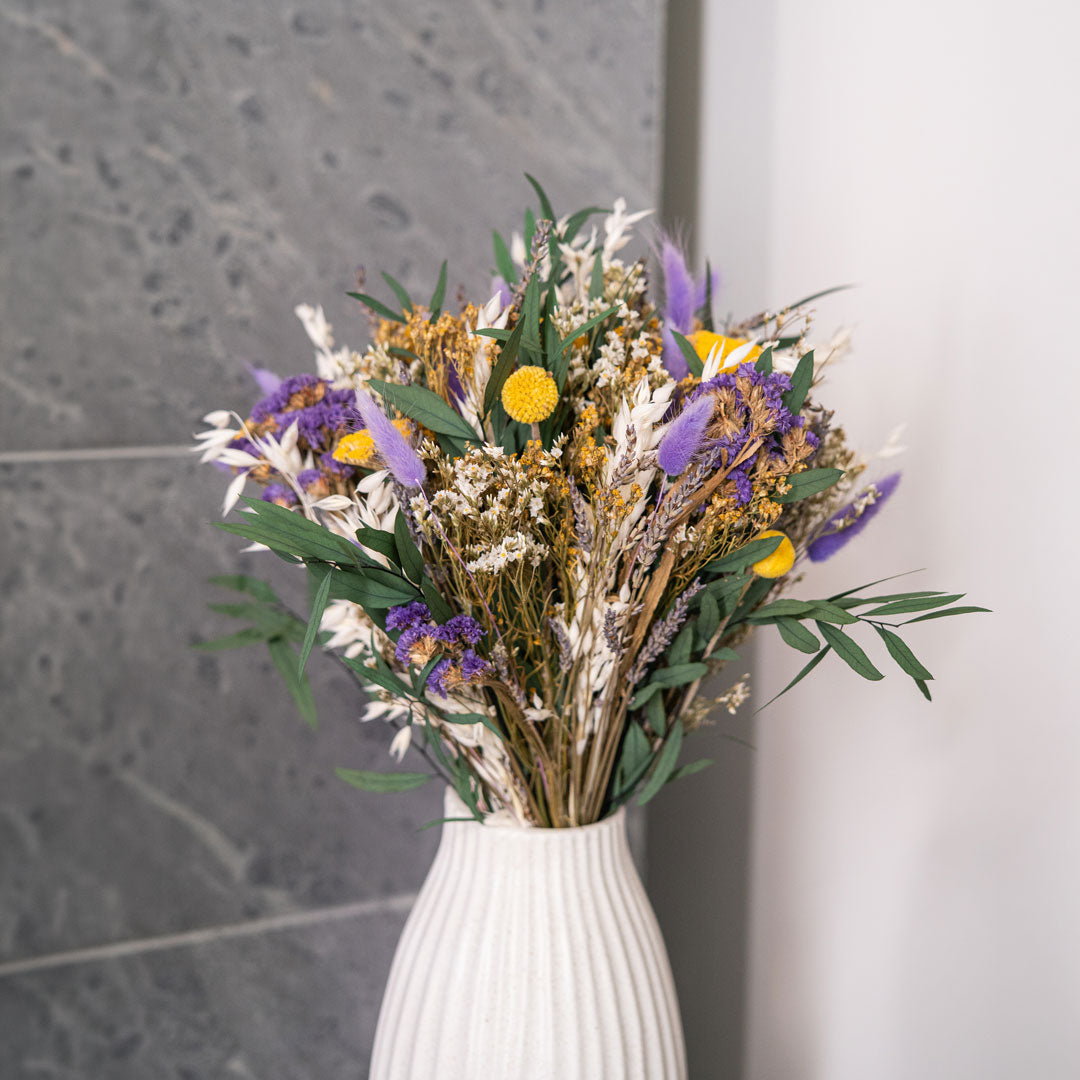 Flowrette Marceau bouquet fleurs séchées M jaune violet