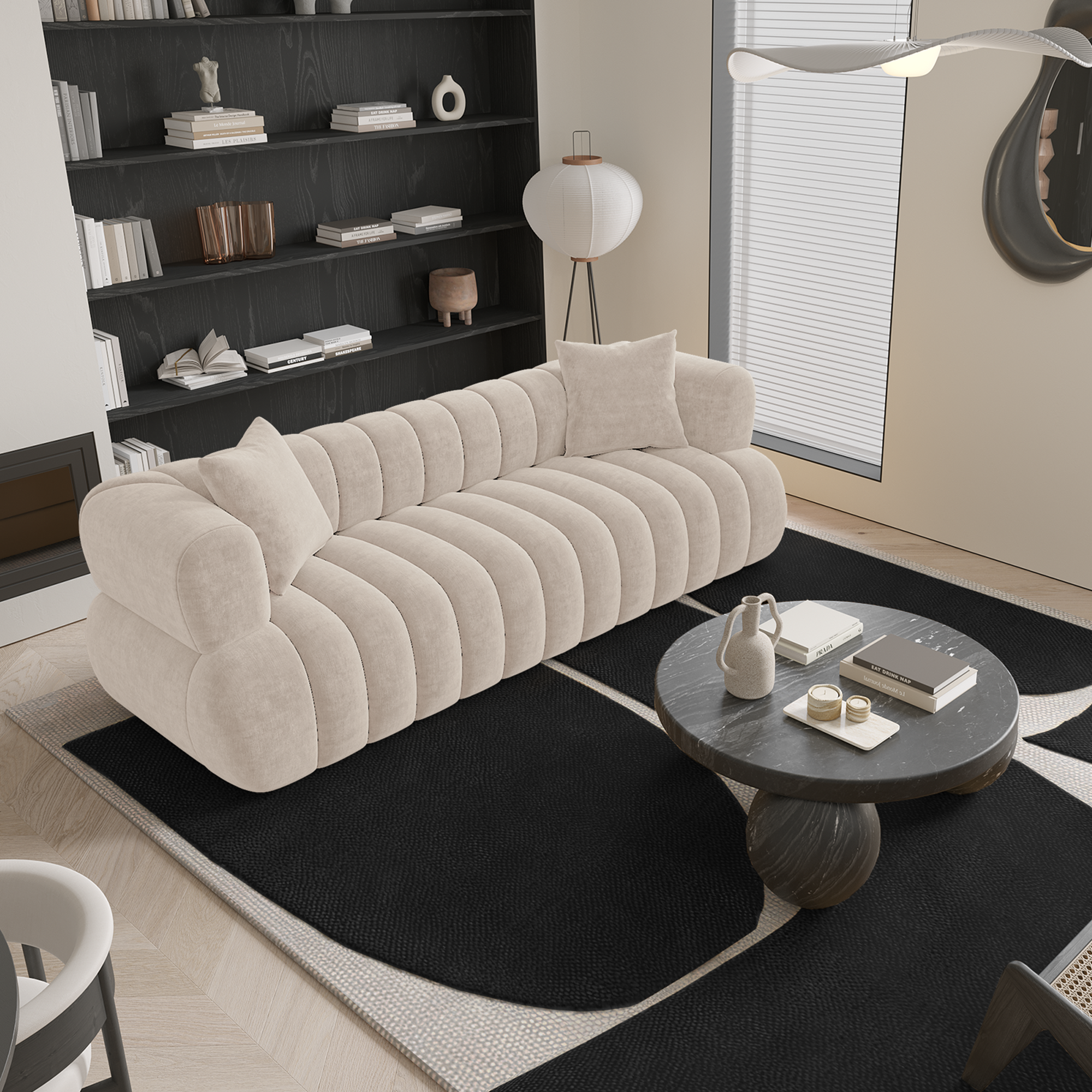 Sia Home Ross canapé droit capitonné crème