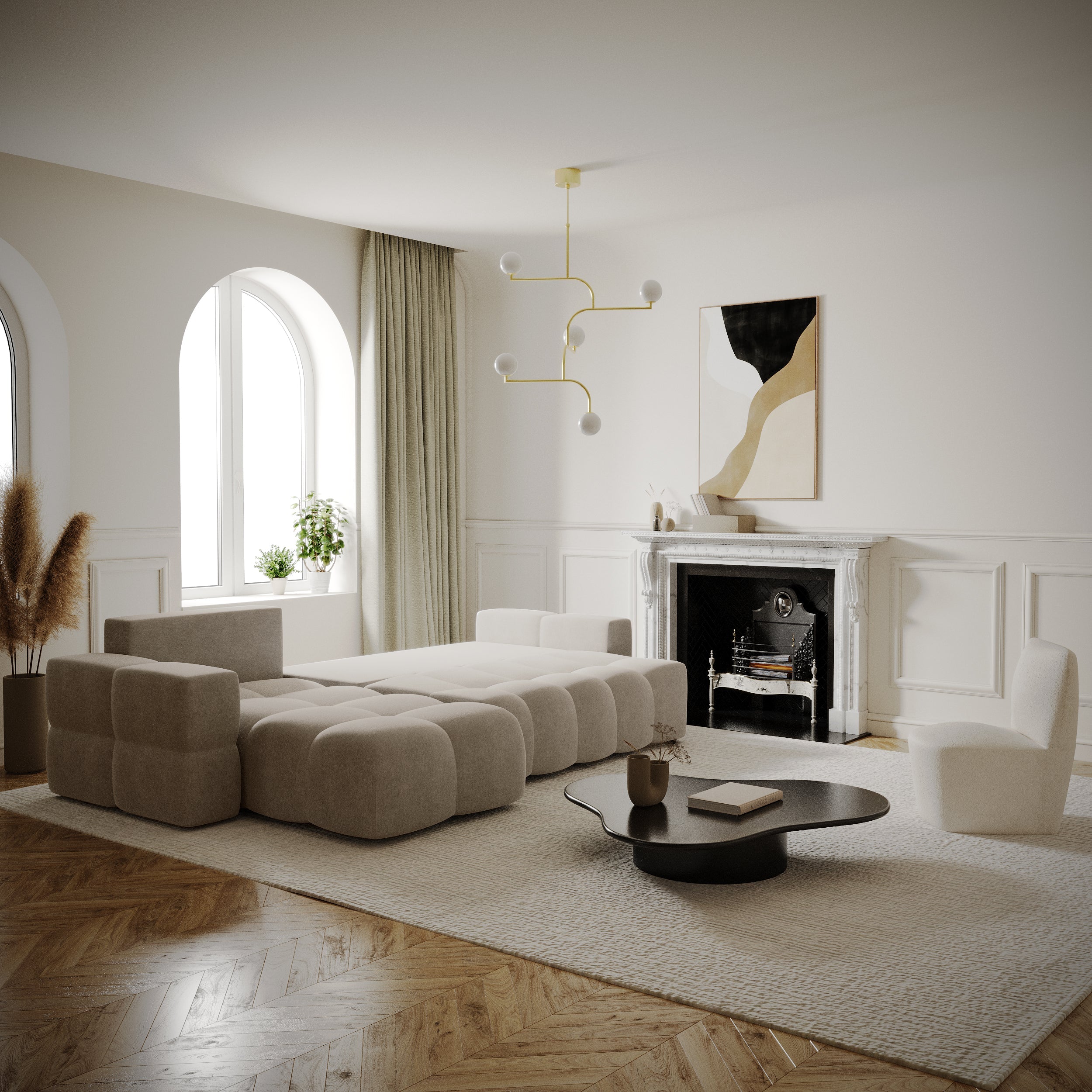 Sia Home Gabriel canapé convertible angle droit taupe