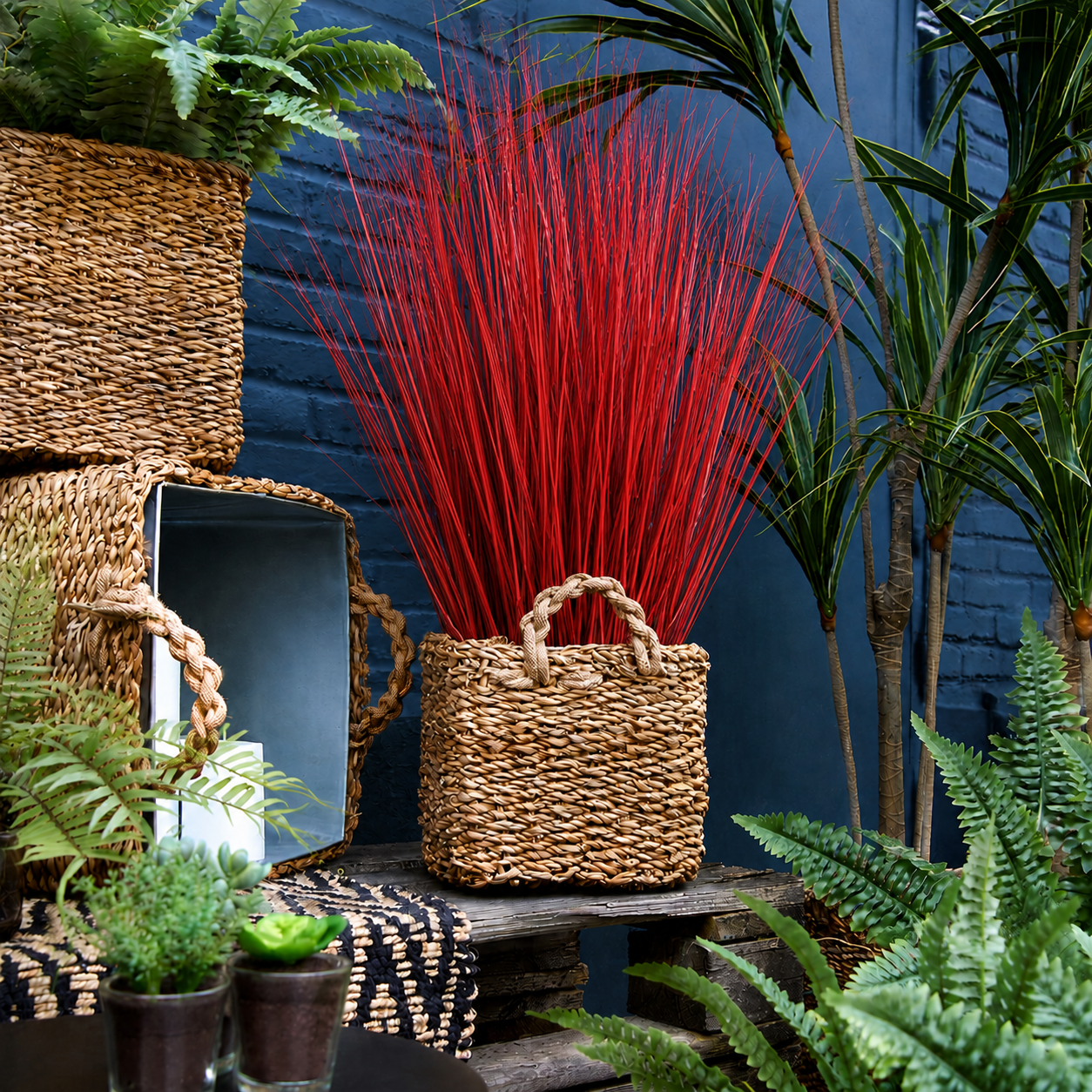 Sia Home Touffe d'Herbes 75 cm rouge
