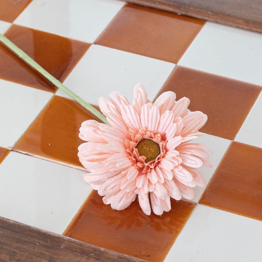 Flowrette Gerbera fleur papier abricot x1 durable