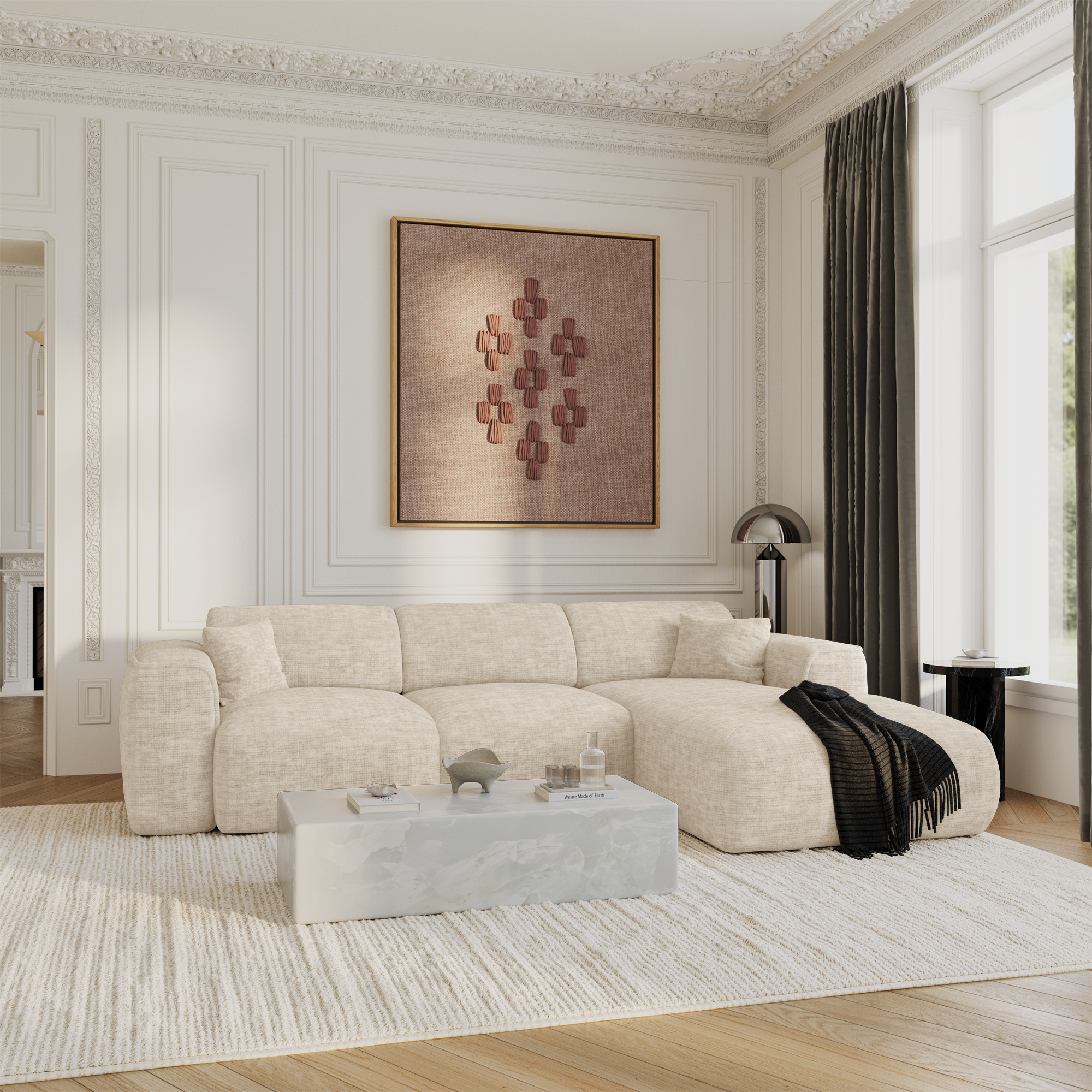 Sia Home Yuma canapé convertible angle droit beige