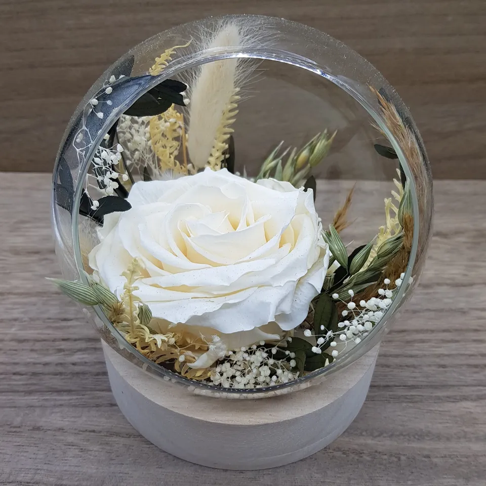 Ateliers Ouchamp Bulles Place D'Iéna bulle fleurie rose blanche 13 cm