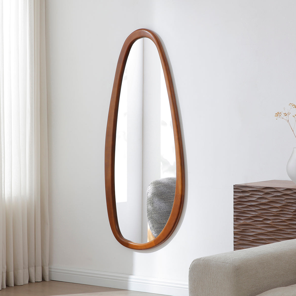 Sia Home Miroir Organique Ovale Bois Marron 150x70 cm