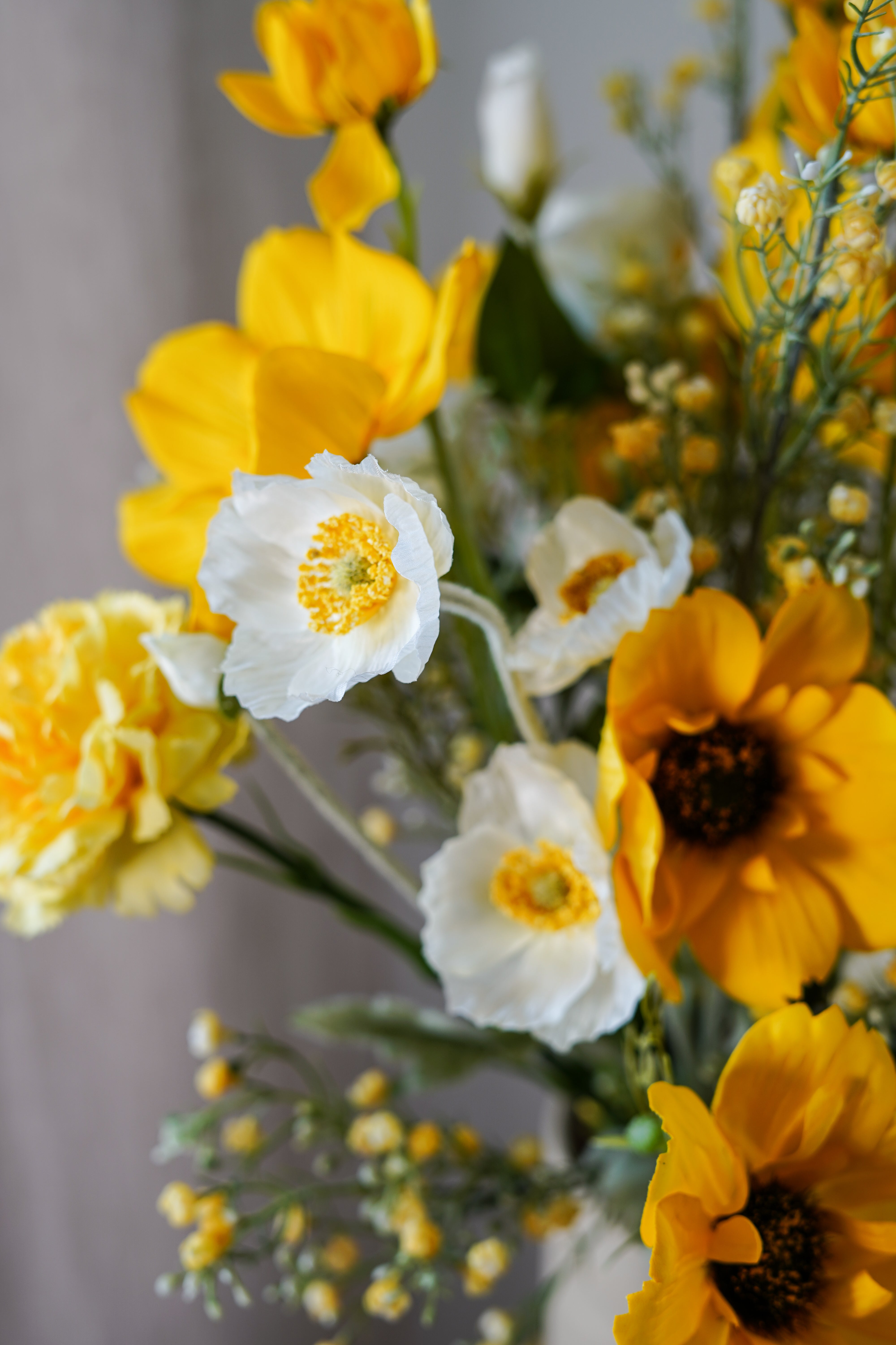 Flowrette Marine bouquet fleurs artificielles blanc jaune