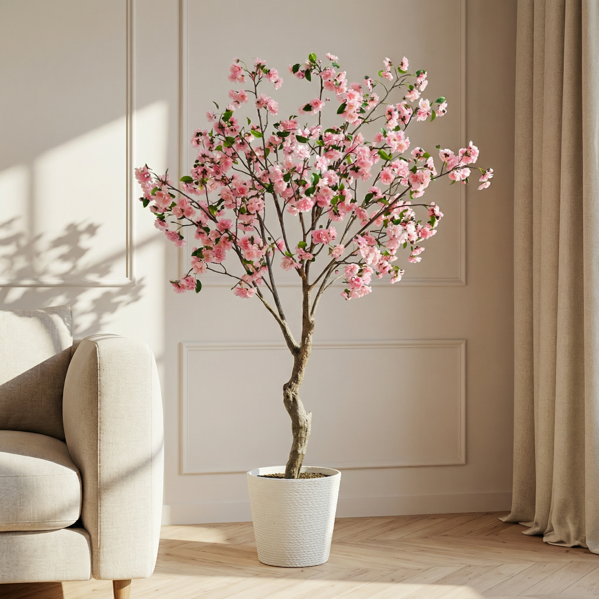Sia Home Cerisier en fleurs en pot 210 cm arbre rose