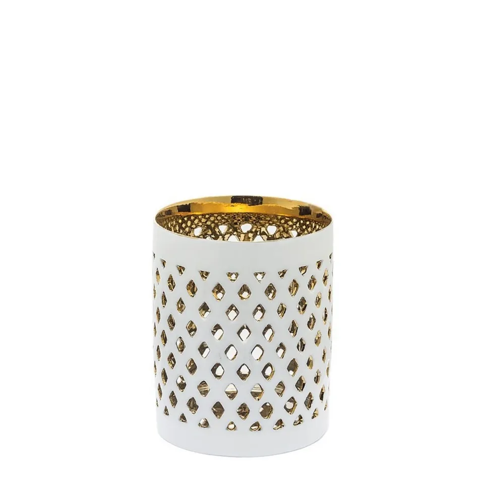 Sia Home Photophores photophore verre blanc doré 10 cm