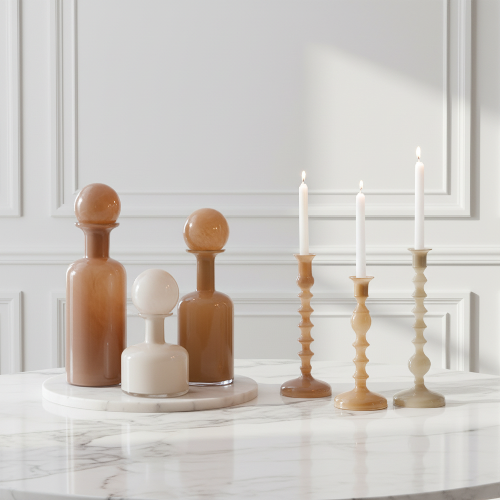 Sia Home Nude vase verre crème 23 cm