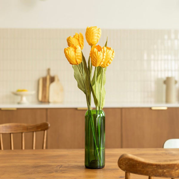 Flowrette Tulipe fleur papier jaune artisanale