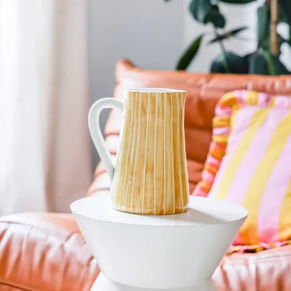 Flowrette Pichet vase céramique rayures jaunes