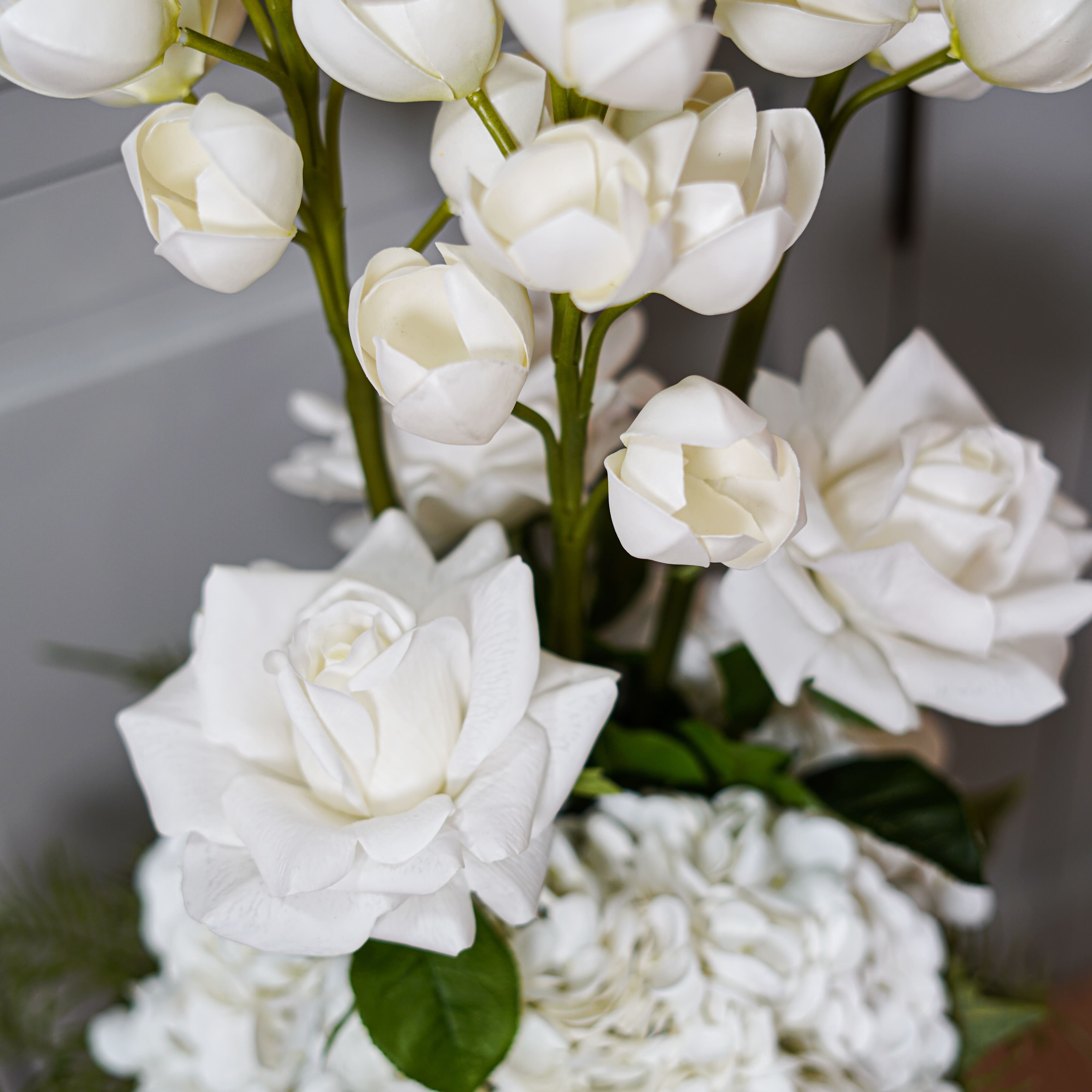 Flowrette Blanche bouquet fleurs artificielles blanc vert