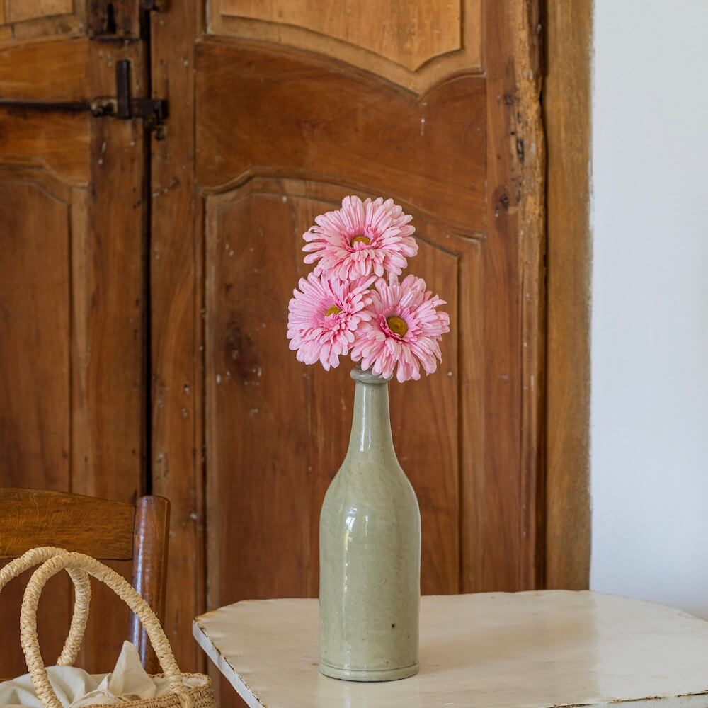 Flowrette Gerbera papier rose pâle fleur tige x1