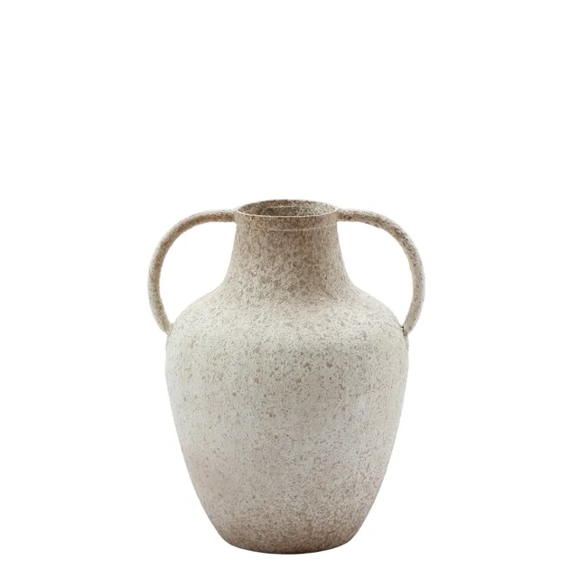 Sia Home Vase Solea métal blanc 27 cm anses