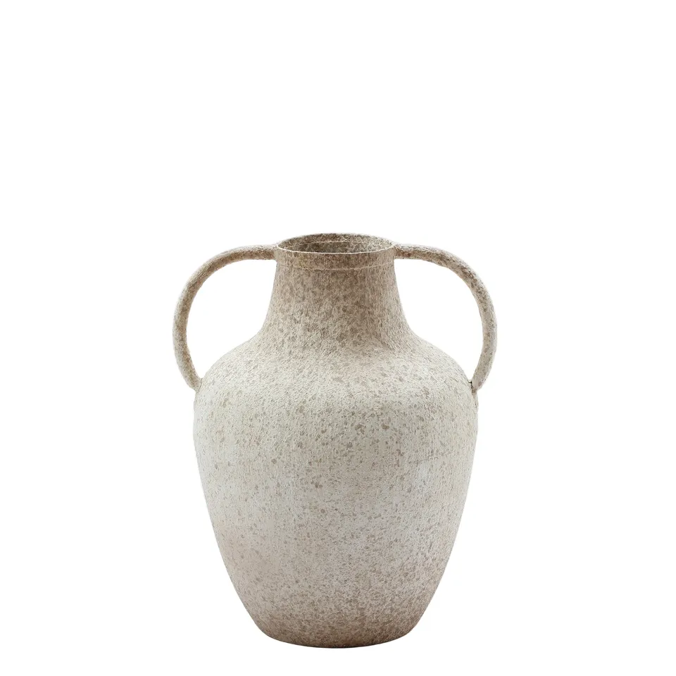 Sia Home Vase Solea métal blanc 27 cm anses