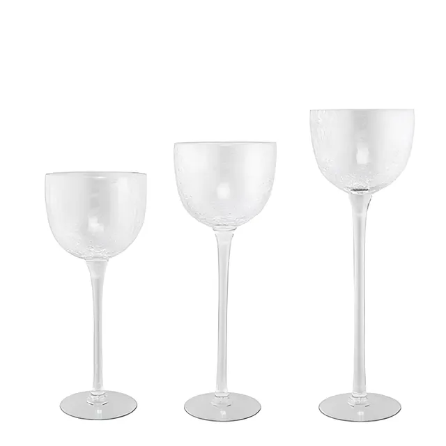 Sia Alba porte-bougies sur pied blanc 44 cm verre craquelé
