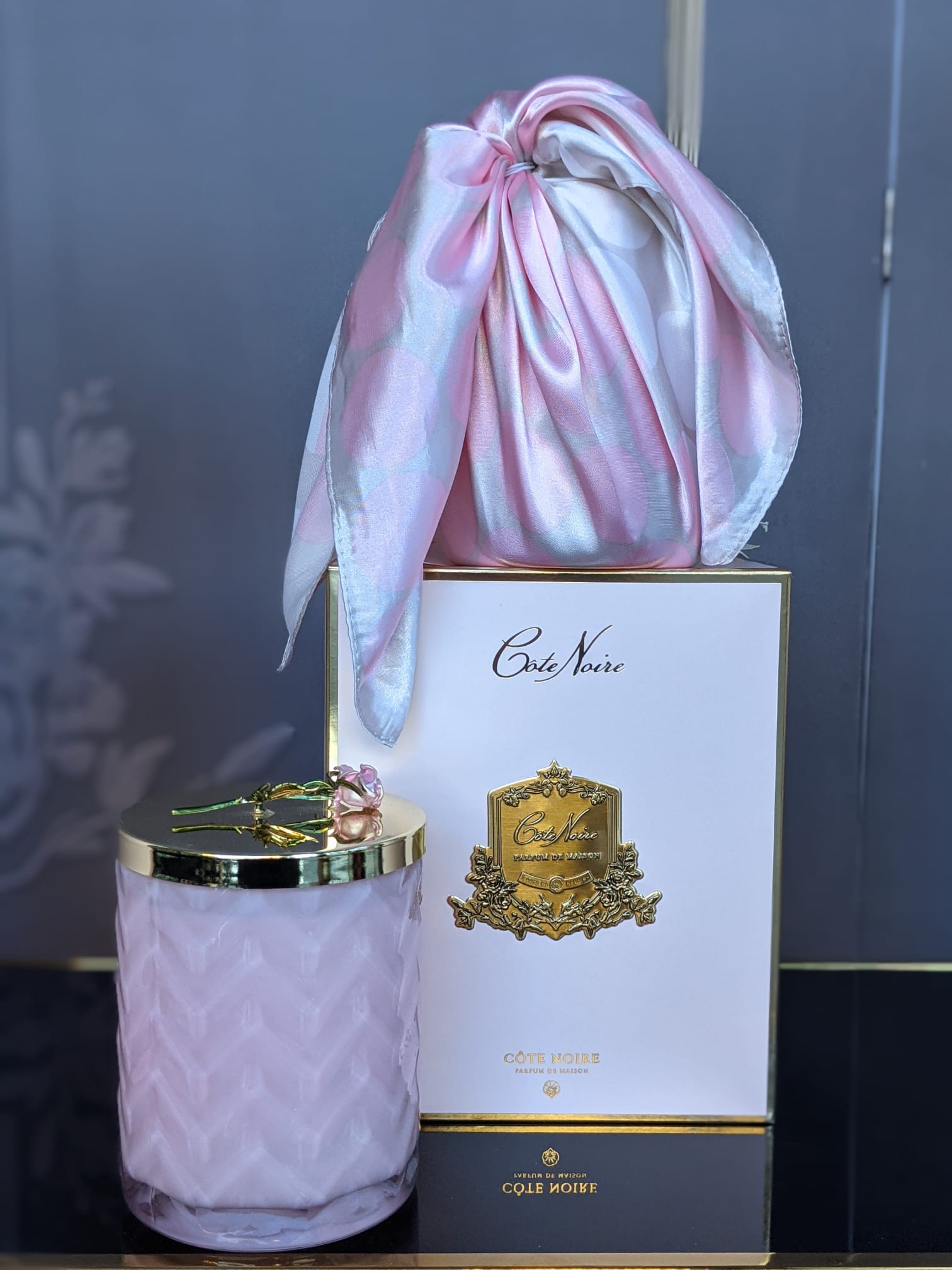 Côte Noire Herringbone Candles bougie Charente Rose 600g