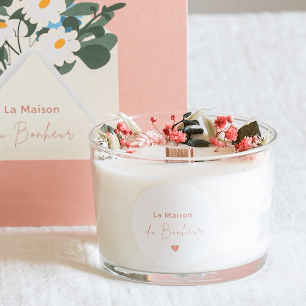 Flowrette Décoration coffret Maison du Bonheur bouquet