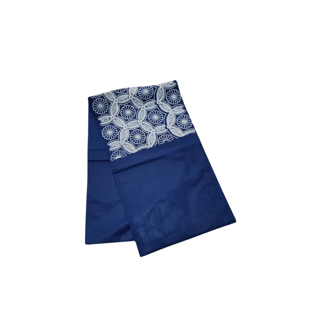 Sia Home Paros chemin de table bleu coton 140x40 rosaces