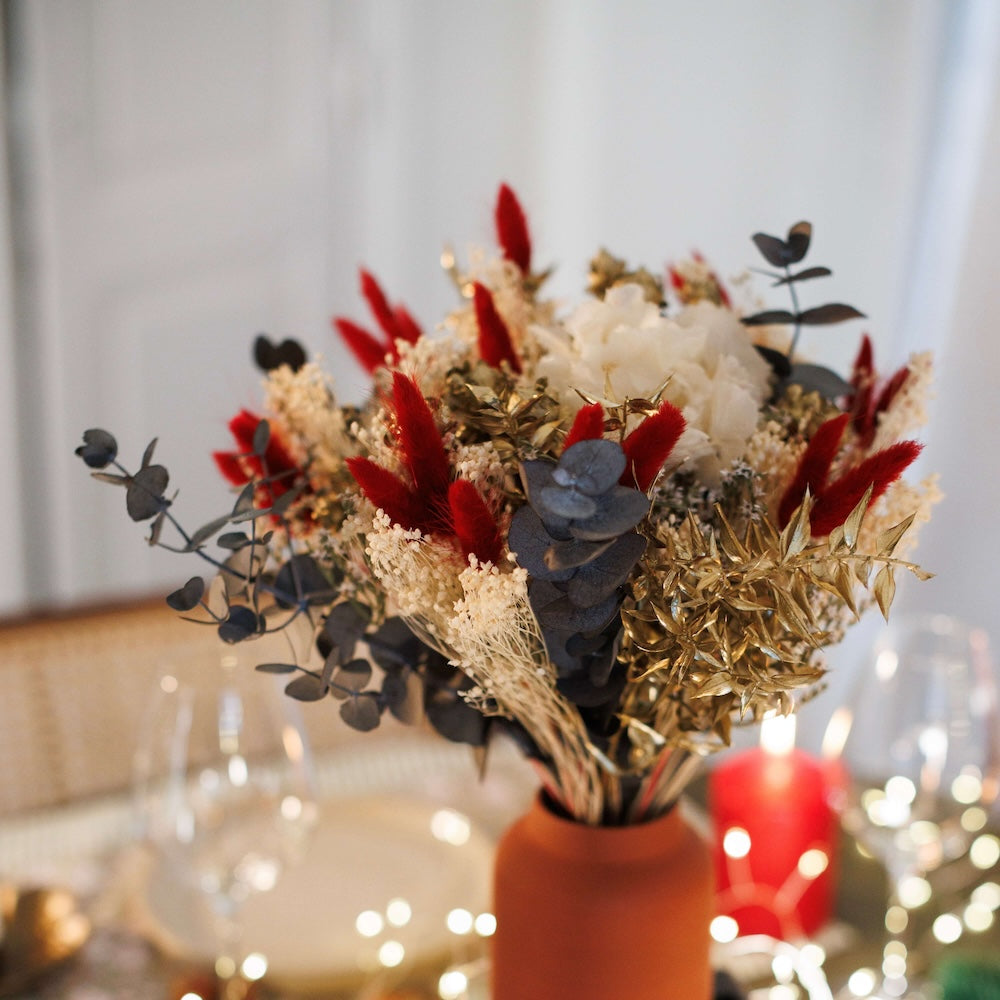 Flowrette Fleurs séchées Bouquet de Noël vert eucalyptus M