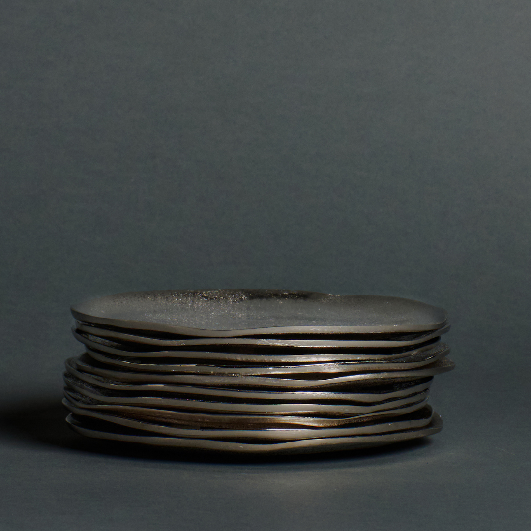 Sia Home plateau décoratif rond argenté 22 cm