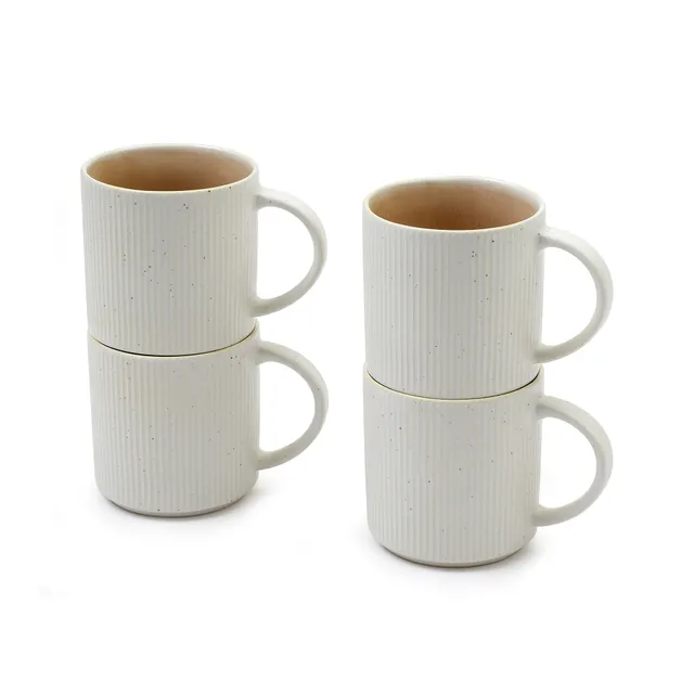 Sia Home Amsterdam service 4 tasses en grès beige 10 cm