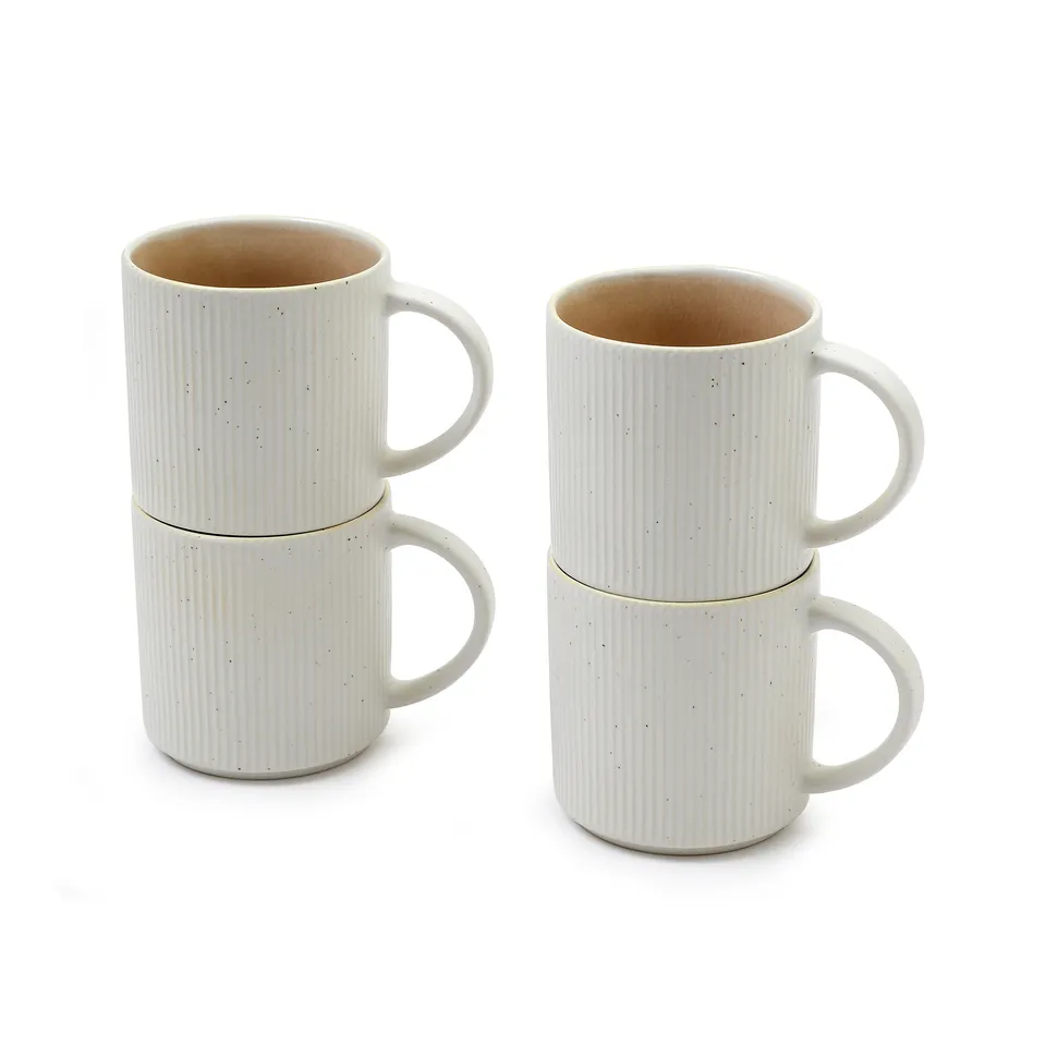 Sia Home Amsterdam service 4 tasses en grès beige 10 cm