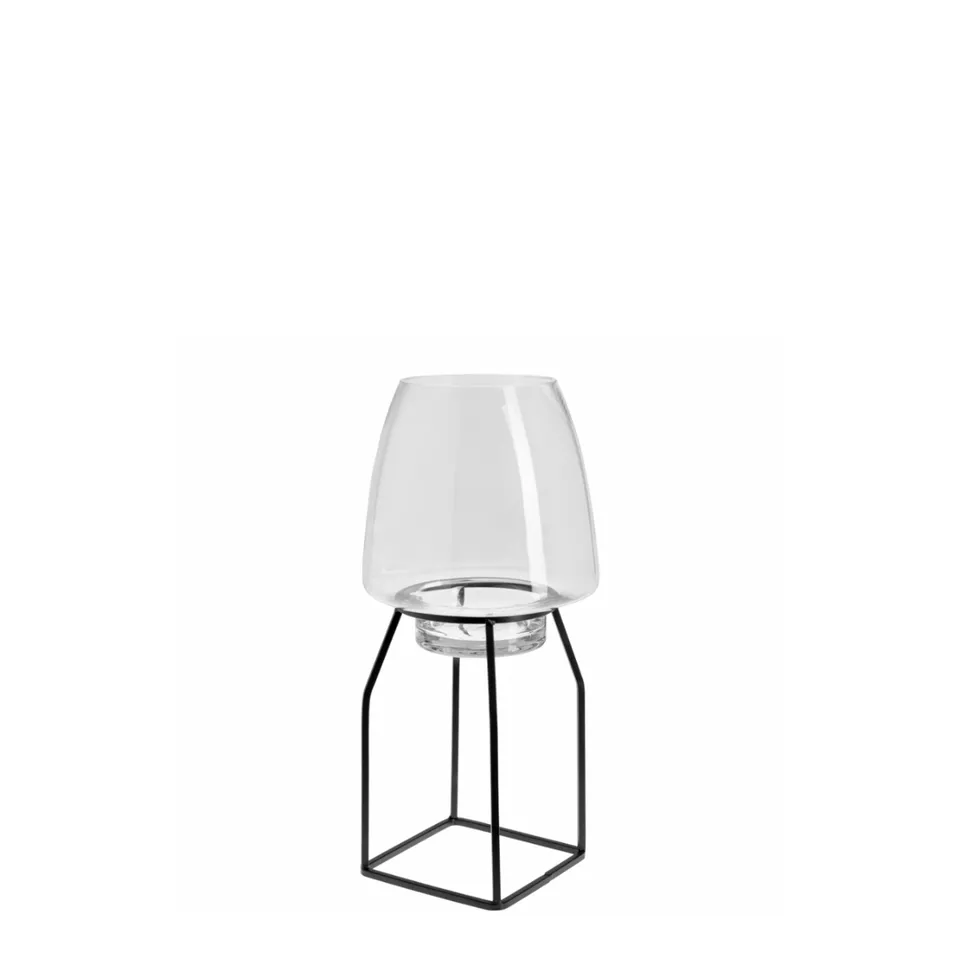 Sia Home Soaz photophore verre transparent 40 cm noir