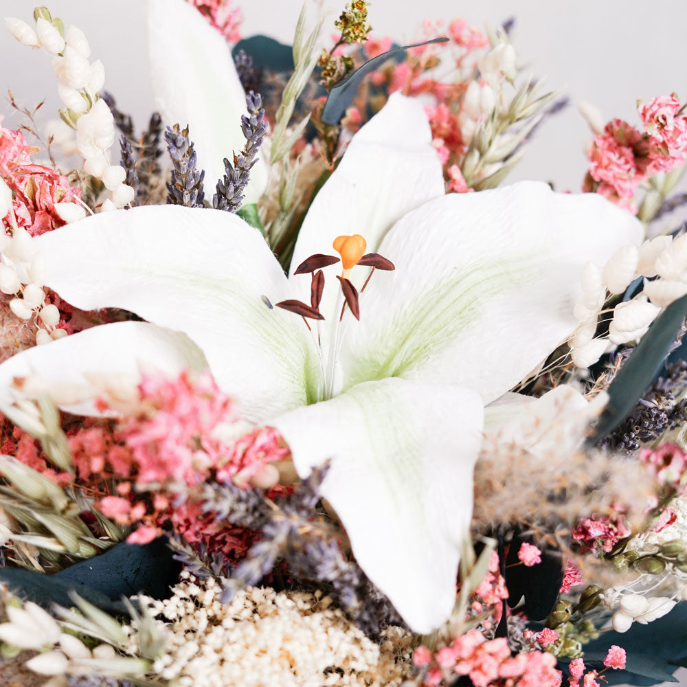 Flowrette Proust bouquet mixte fleurs séchées rose