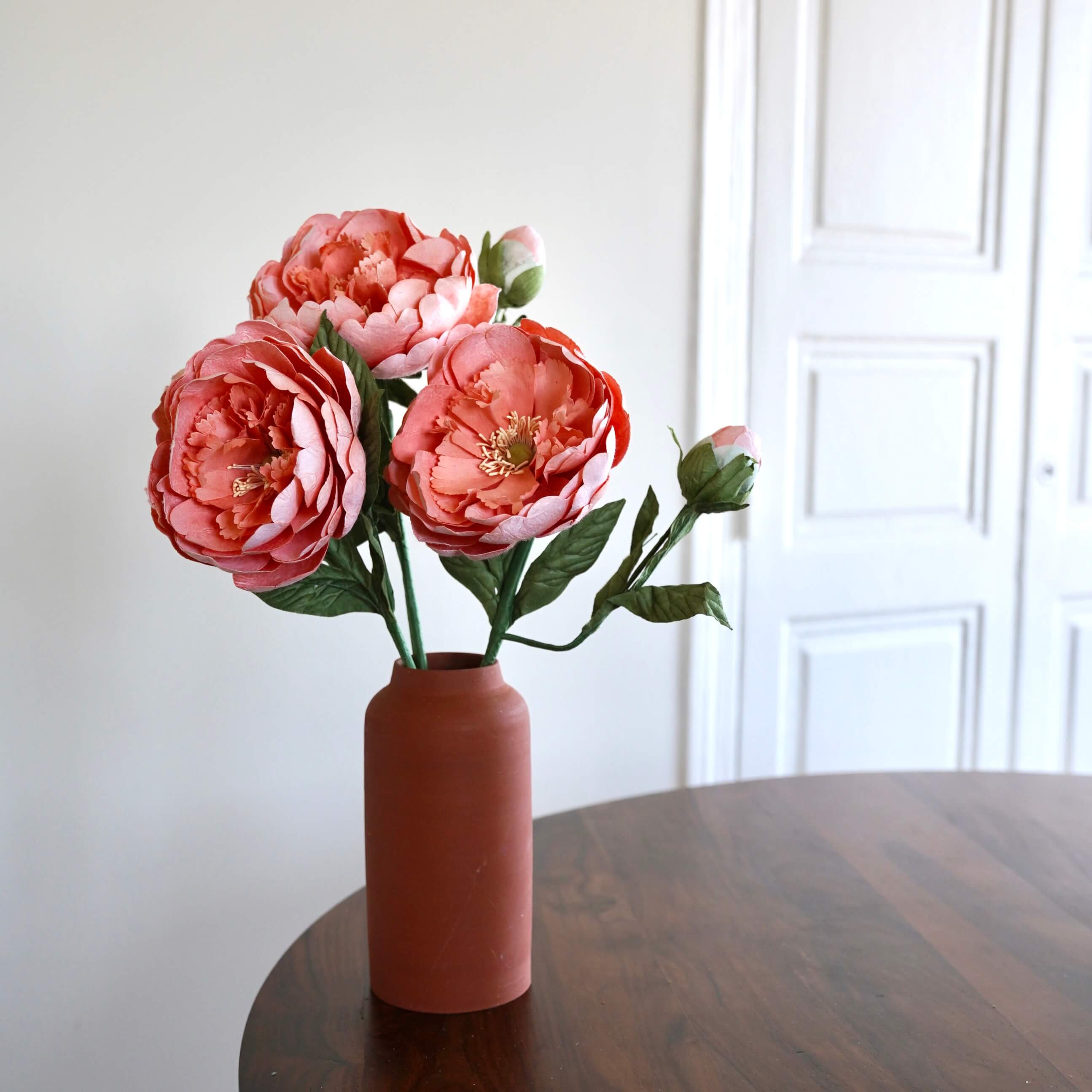 Flowrette Fleurs en papier grande pivoine pêche x1