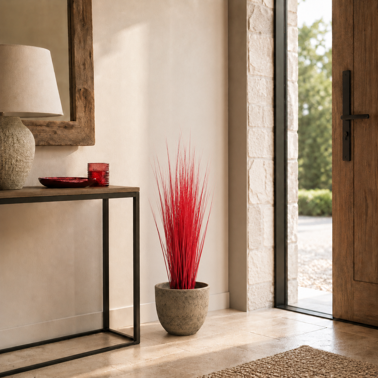 Sia Home Touffe d'Herbes 75 cm rouge