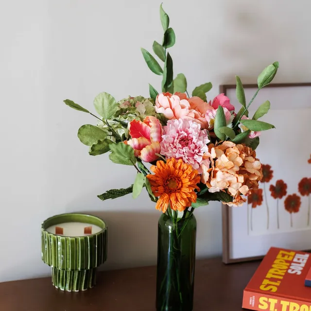Flowrette Fleurs en papier Bouquet Claudel pivoine pêche et dahlia