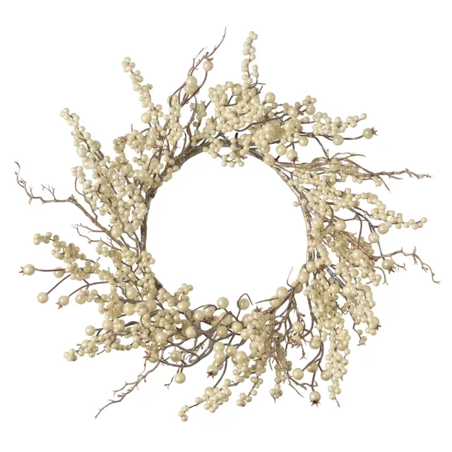 Feuillazur Rungis Produits de saison couronne baies blanc nacré 25 cm