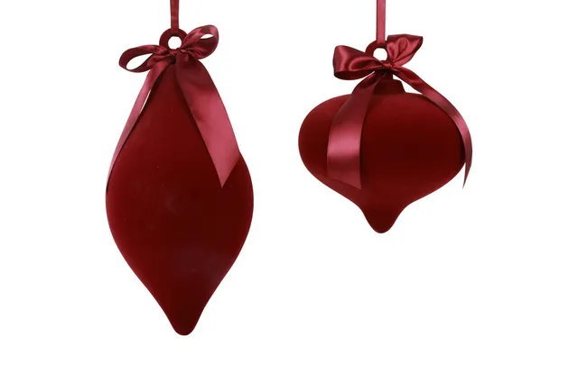 Feuillazur Rungis boule floqué bordeaux déco sapin 20x20x32cm