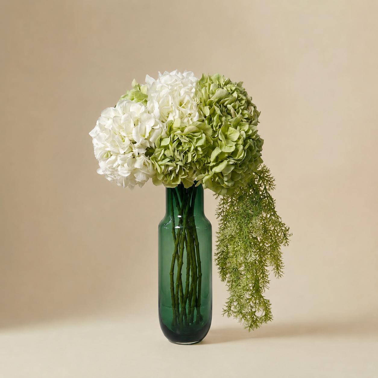 Sia Home Bouquets Artificiels Hortensias bouquet vert blanc 8 tiges