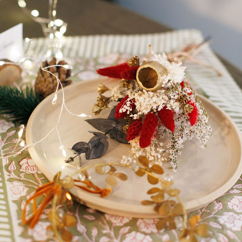 Flowrette Petits bouquets Noël x3 fleurs séchées rouge vert