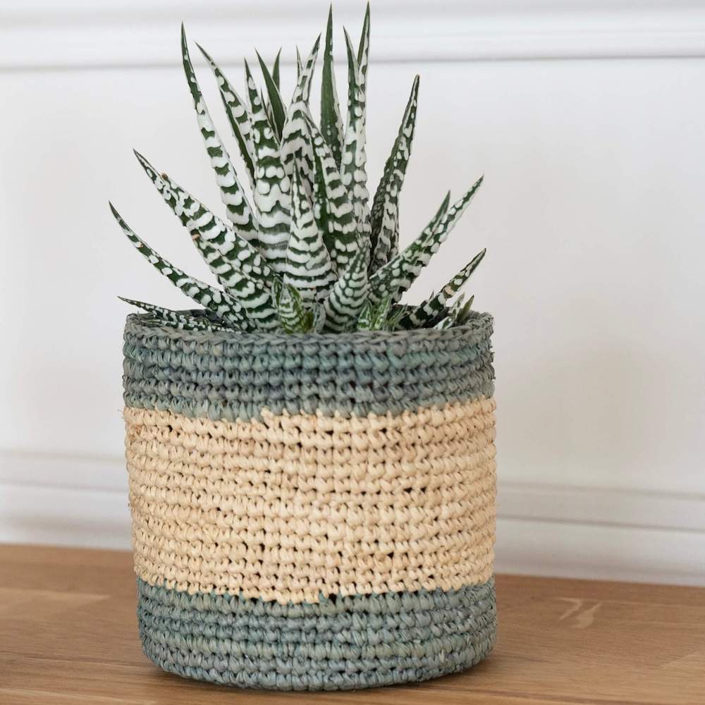 Flowrette Décoration Panier raphia Mahala 19 cm naturel