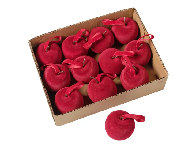 Feuillazur Rungis pomme velours rouge lot 12 pièces Noël