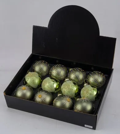 Feuillazur Rungis Boules En Verre boule Noël vert et or lot 12