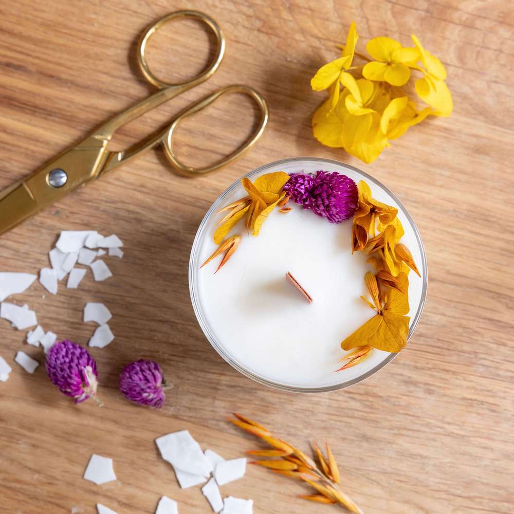 Flowrette Kit DIY bougie fleurie orange fleur de coton