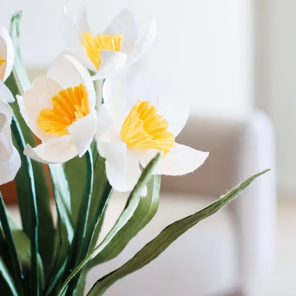 Flowrette Fleurs en papier Narcisse fleur papier jaune blanc