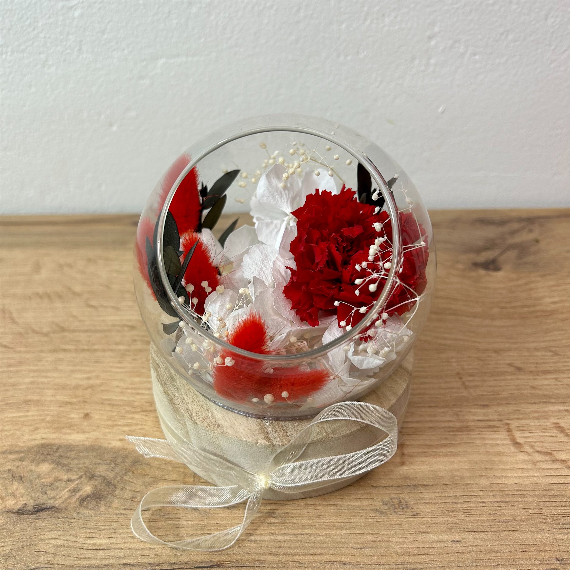 Ateliers Ouchamp Bulles Rue D'Antin bulle fleurs stabilisées S rouge