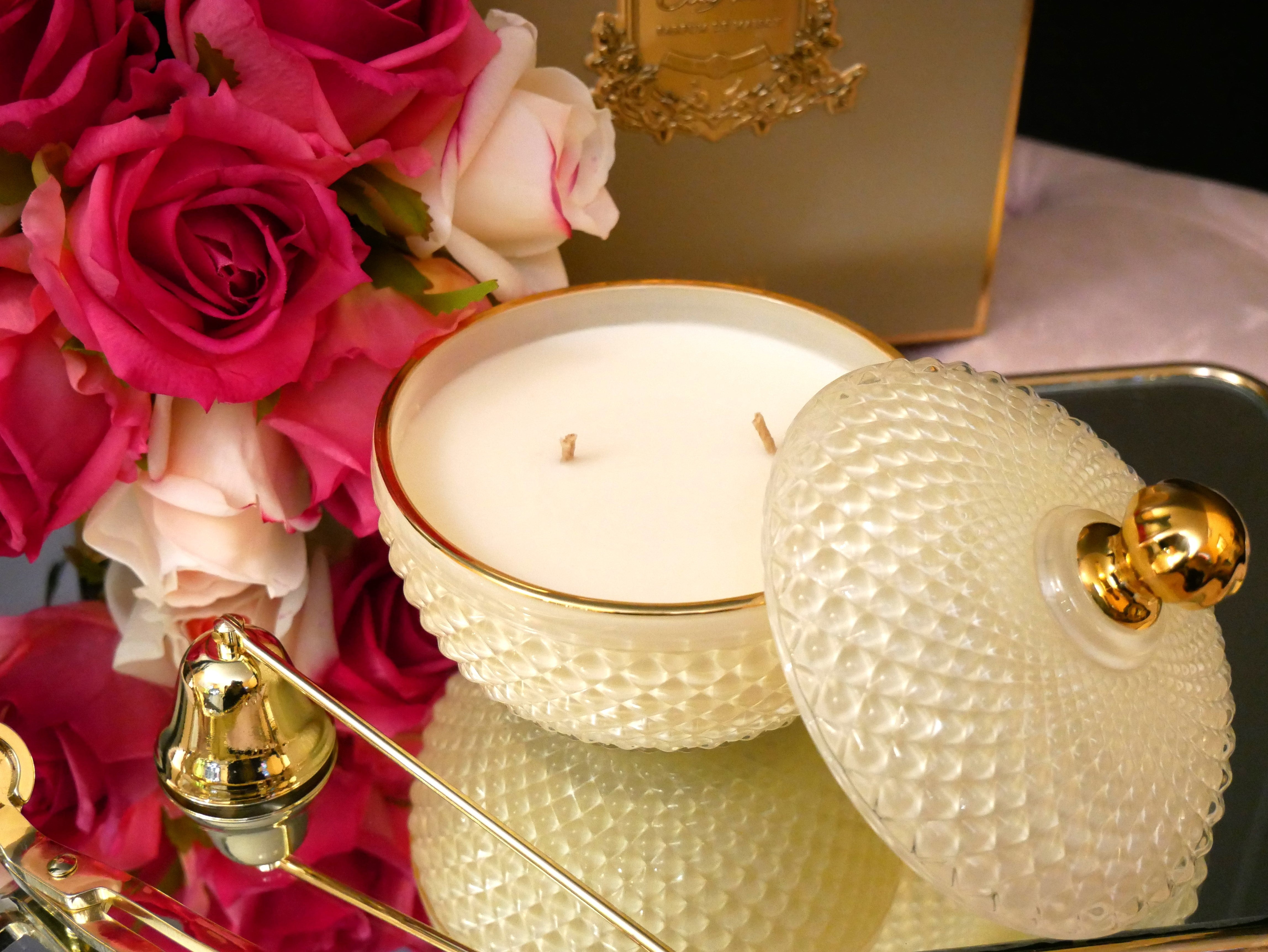 Côte Noire Art Deco GML30005 bougie vanille blanche 300g crème