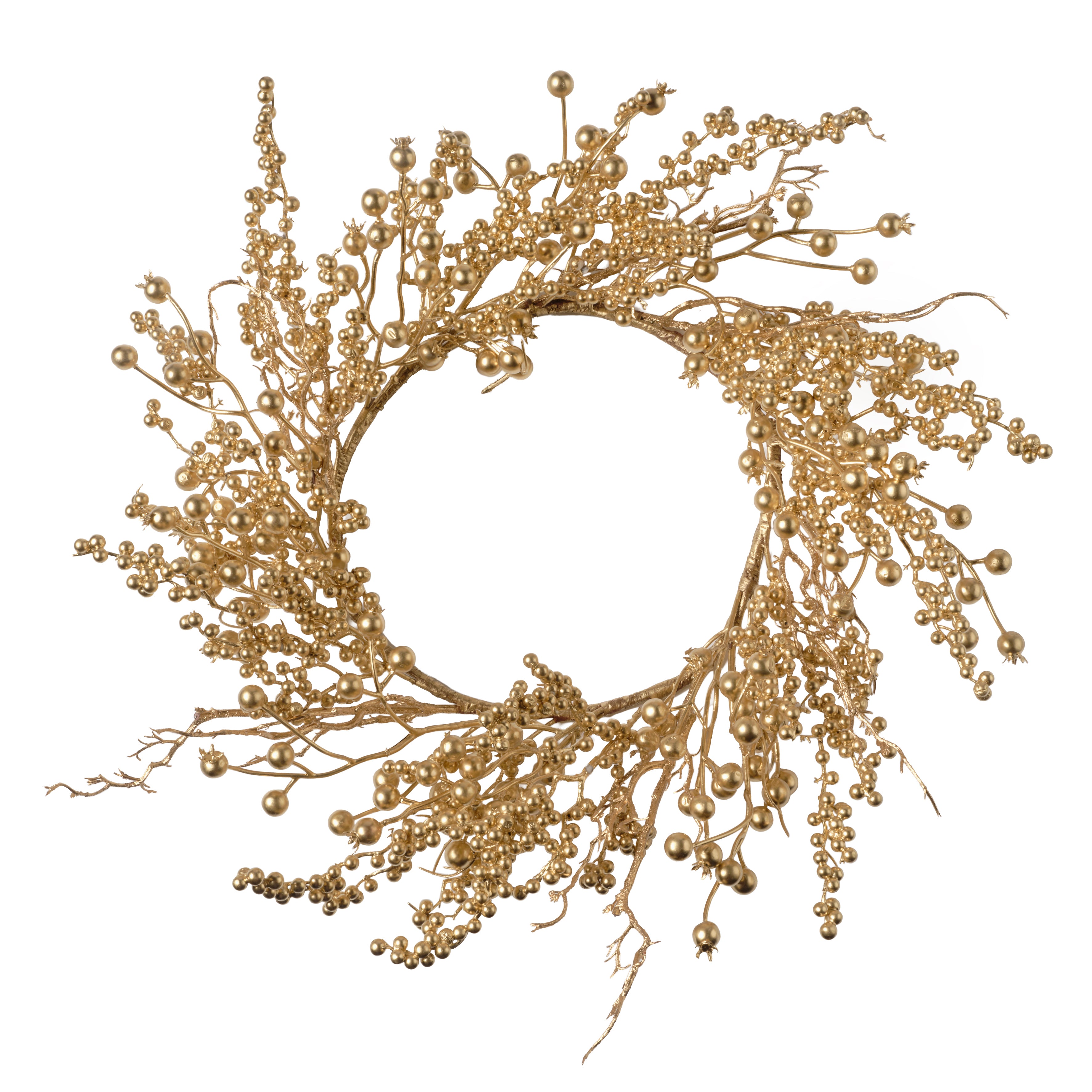 Feuillazur Rungis Couronne de baies couronne Noël doré 25cm