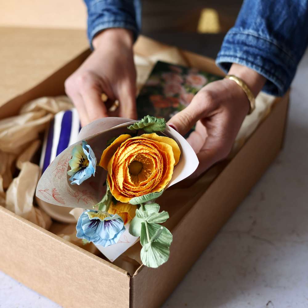 Flowrette Lueur Florale coffret fleurs papier bleu
