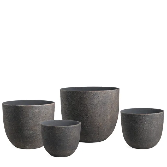 Sia Terra lot 4 cache-pots marron foncé fibre ciment