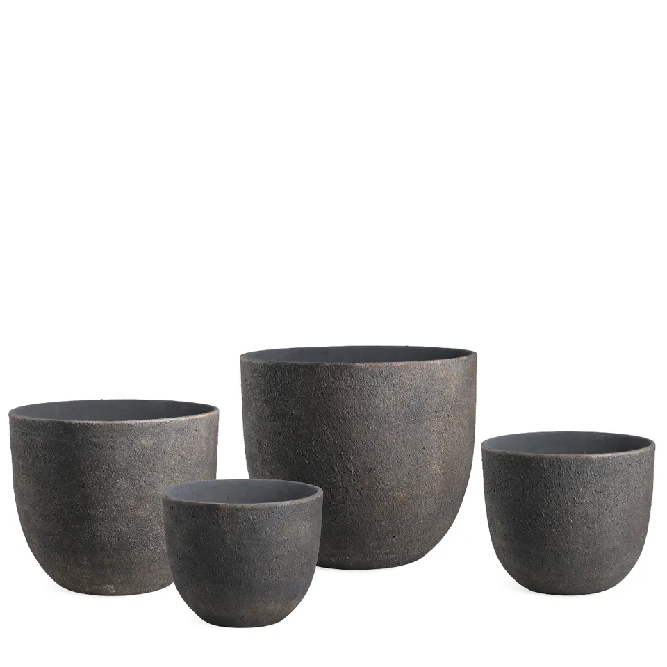 Sia Terra lot 4 cache-pots marron foncé fibre ciment