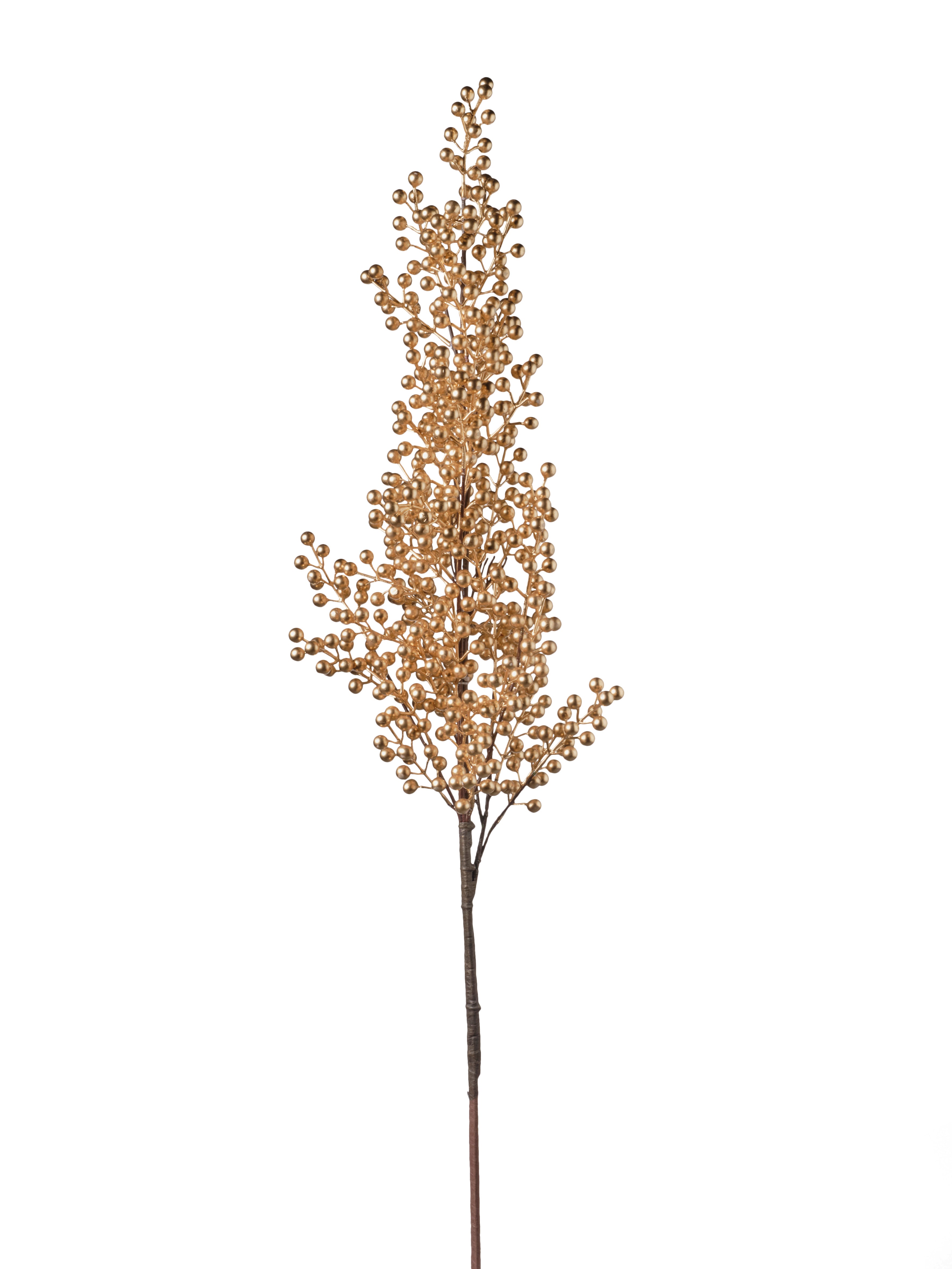 Feuillazur Rungis Tige de baies fleur Noël doré 46cm