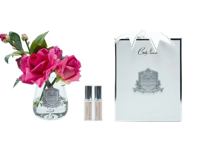 Côte Noire TR08 fleurs parfumées roses magenta vase goutte