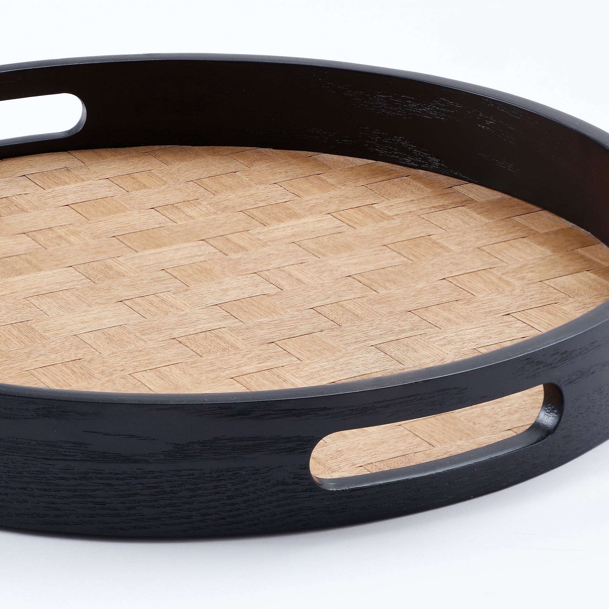 Sia Zenko plateau rond décoratif noir lot de 2 bois